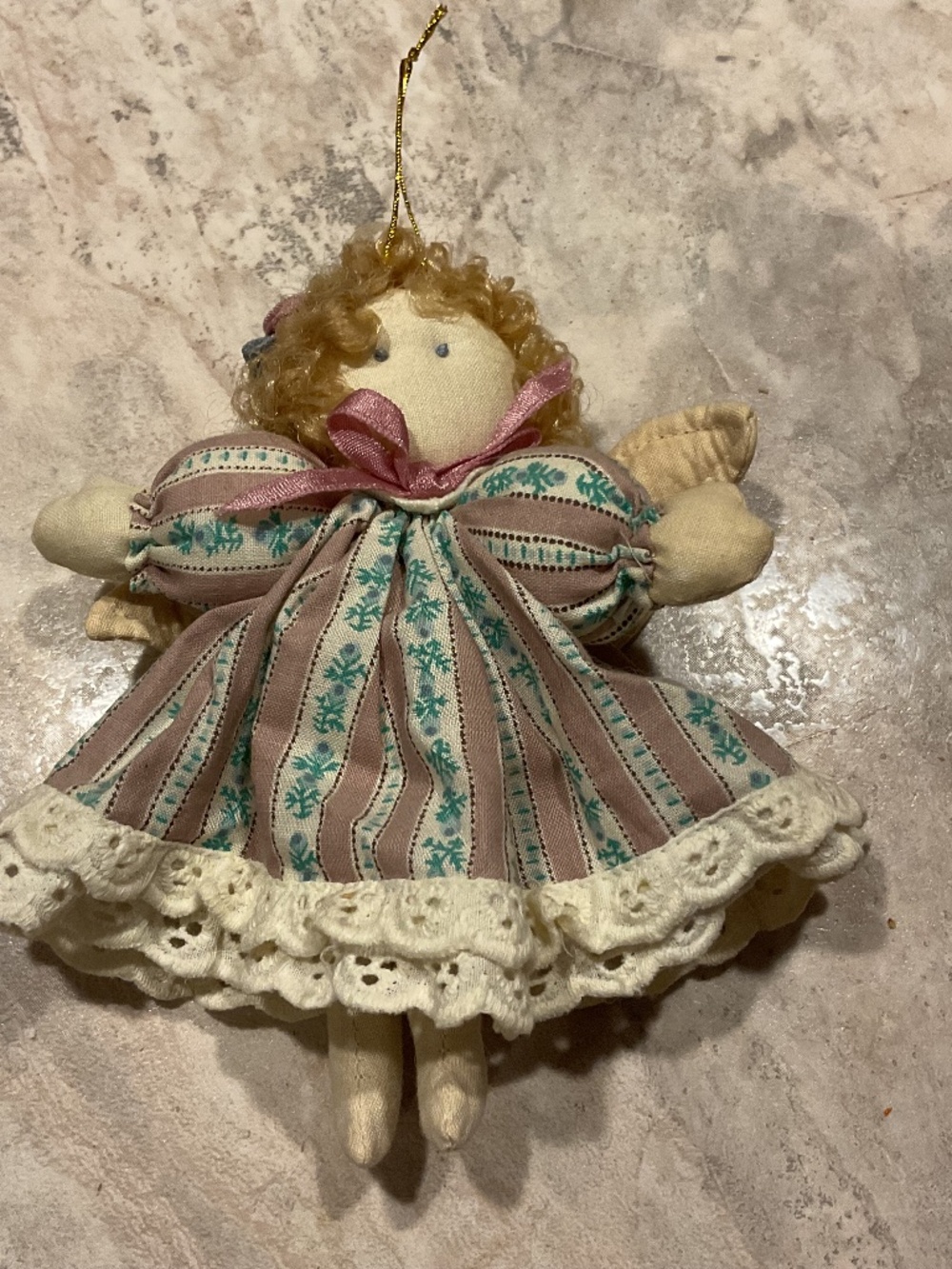 Vintage Angel Ornament Delton Products 1990’s 6” tall cloth doll